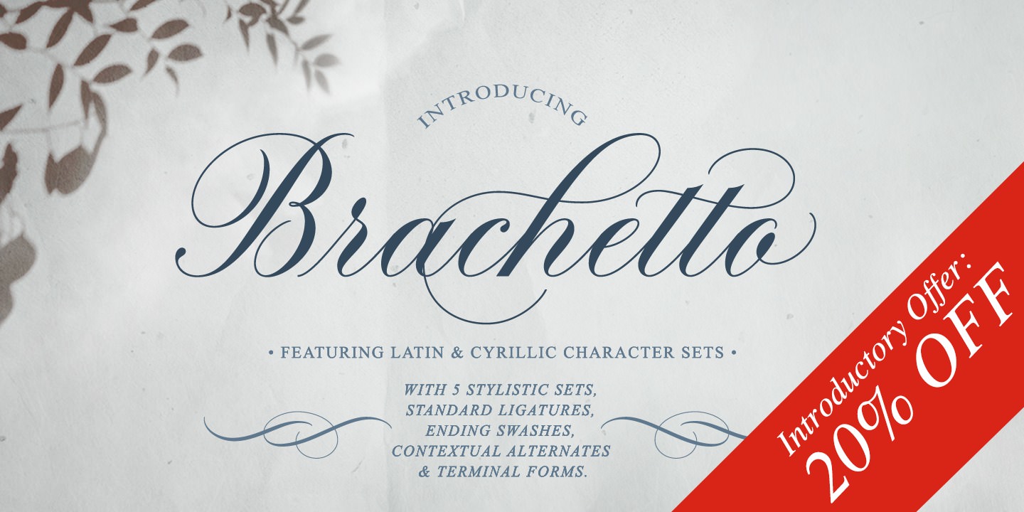 Пример шрифта Brachetto Regular